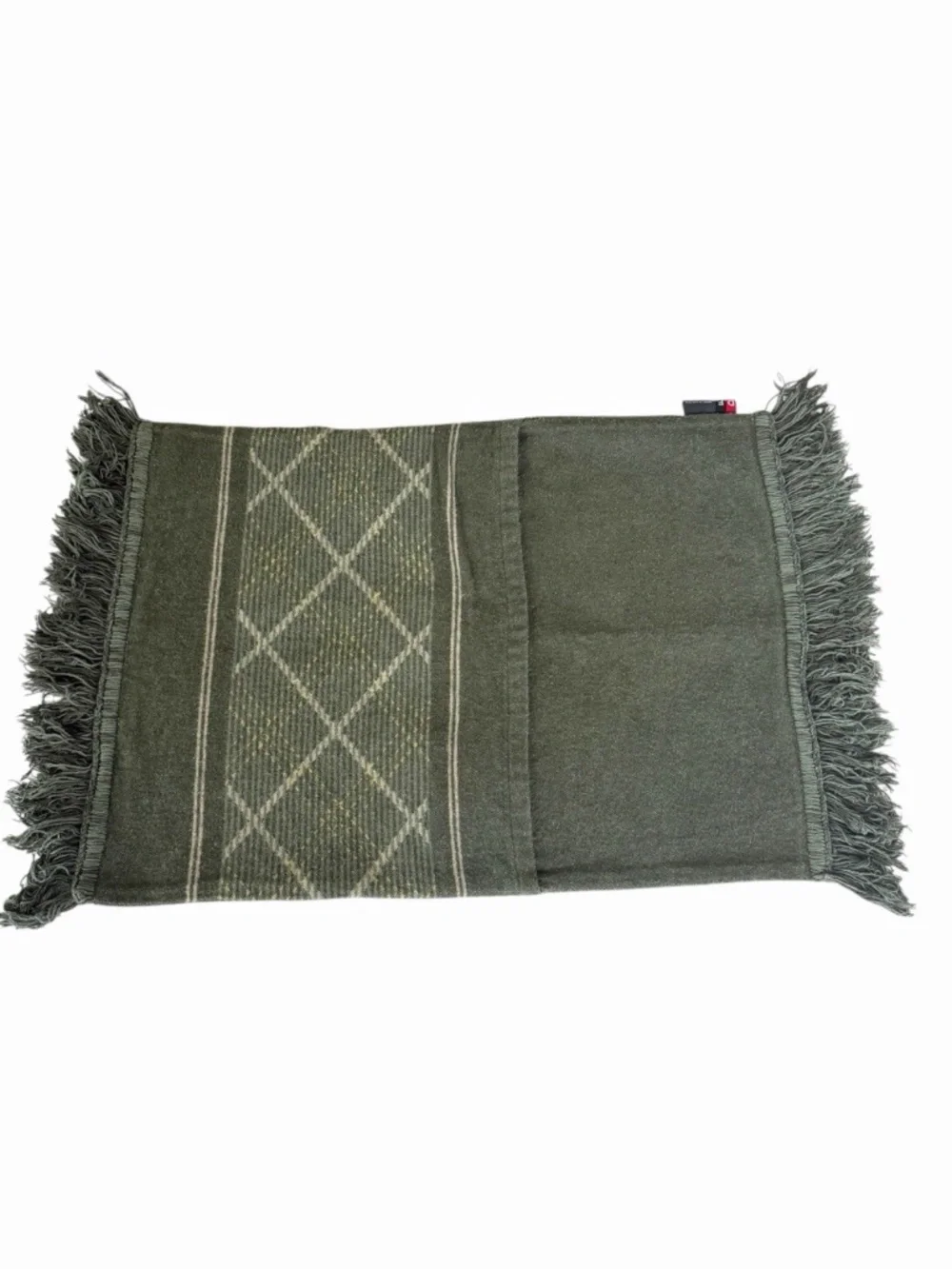 David Fussenegger Pillow Cover Olive Green Geometric Fringe Cabin Decor Austria